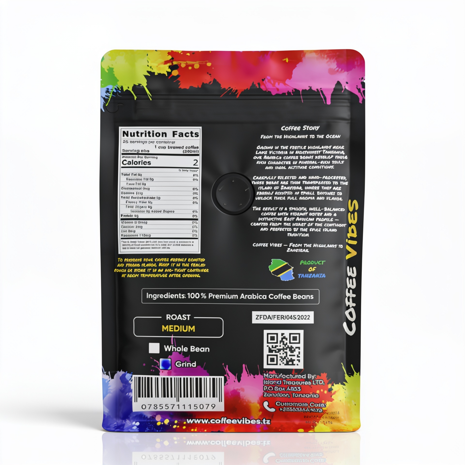Coffee Vibes 250g coffee — back view